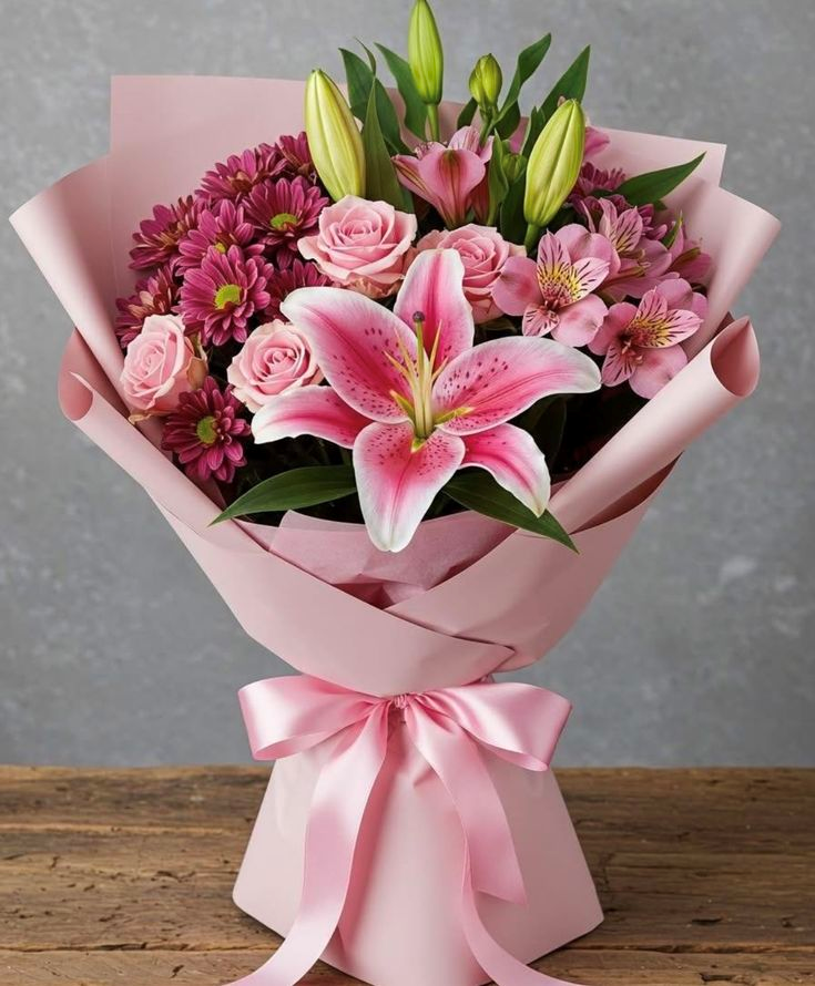 Bouquet Sweet Pink de Lirios y Rosas  Descripción: